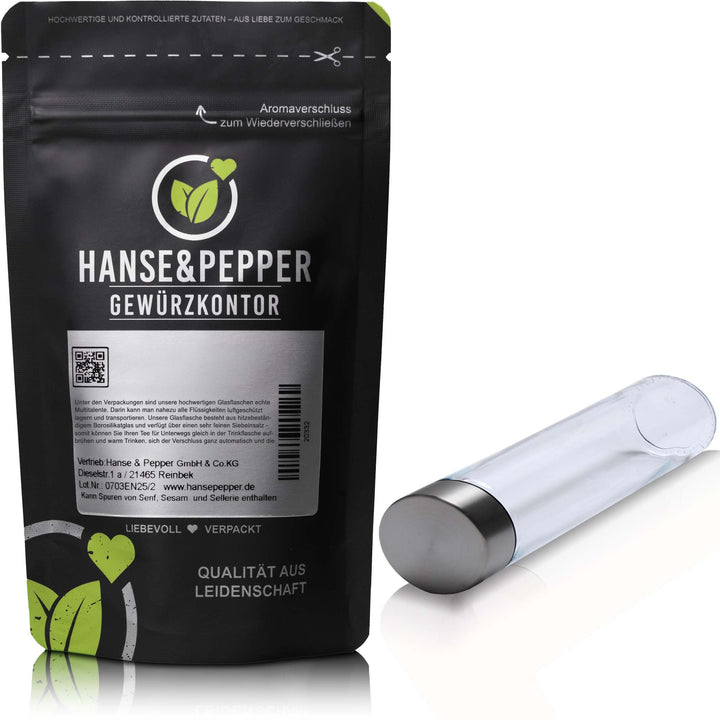 Glasflasche Trinkflasche mit mit Edelstahl Schraubverschluss in 500ml