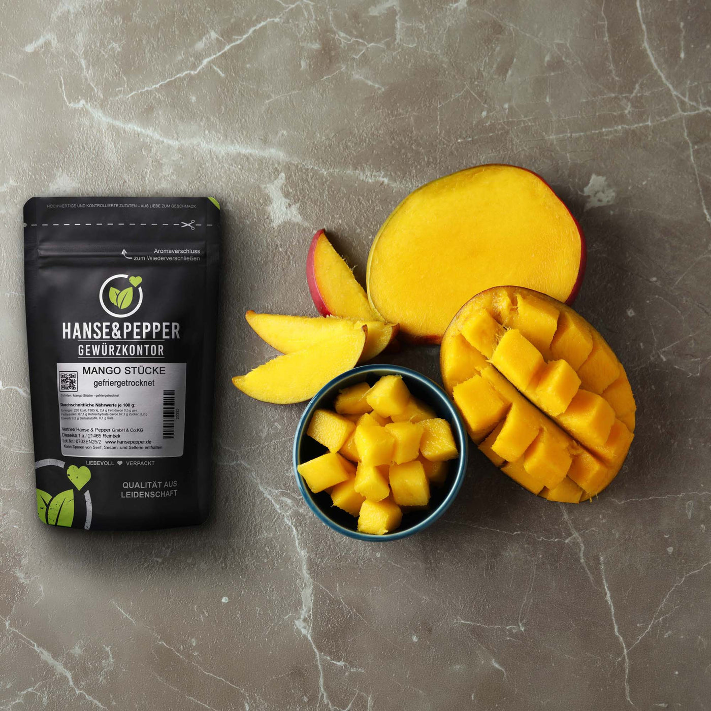 Mango Stücke gefriergetrocknet