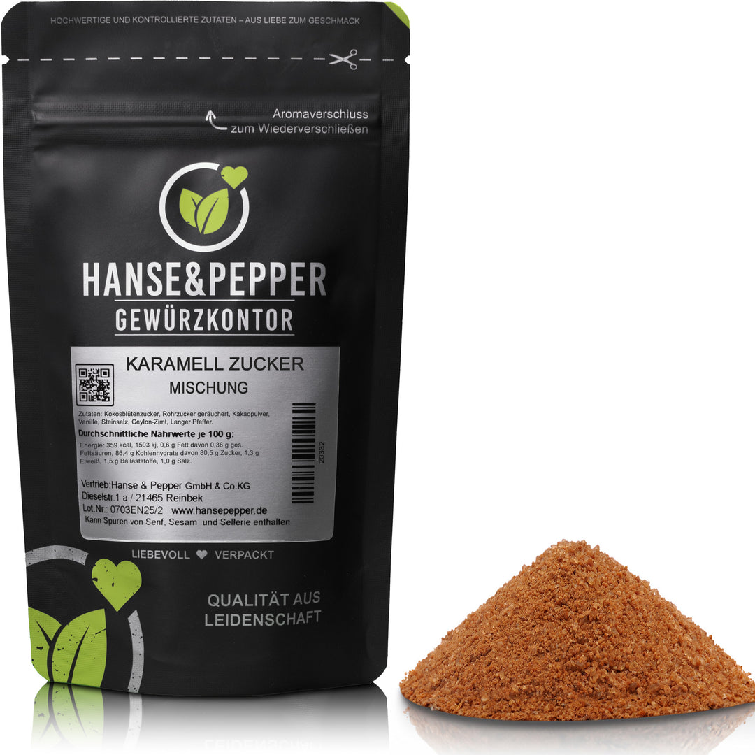 Produkttüte mit Karamell Zucker Mischung