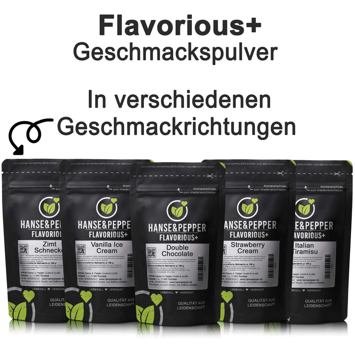 Flavorious+ Geschmackspulver  in praktischen Tüten – verschiedene Geschmacksrichtungen