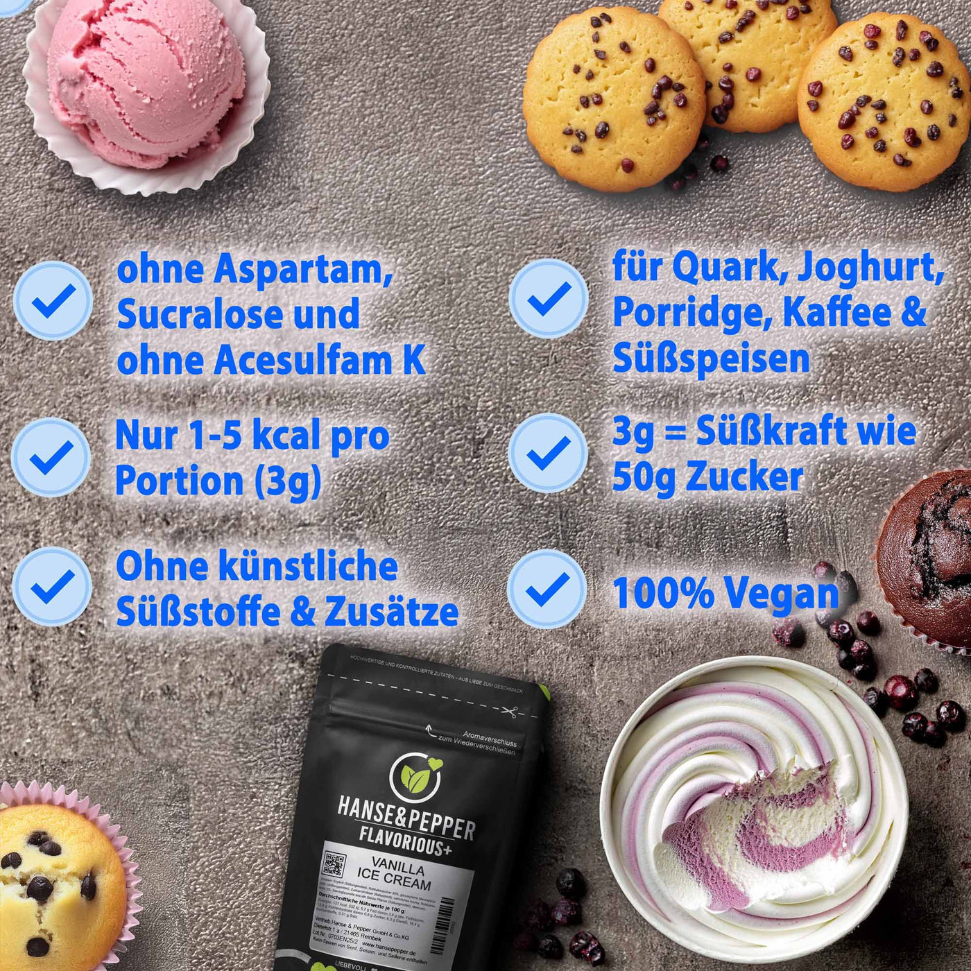 Flavorious+ Geschmackspulver - natürlich gesüßt mit Erythrit & Stevia
