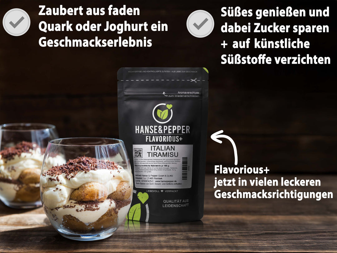 Flavorious+ Geschmackspulver - natürlich gesüßt mit Erythrit & Stevia